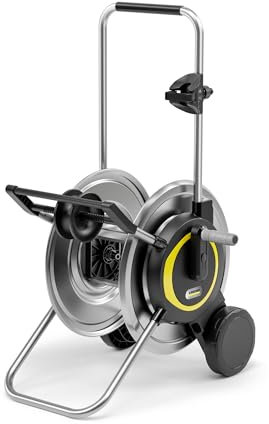 Kärcher Carrello avvolgitubo HT 6 M, mobile con base extra larga, robusto avvolgicavo in metallo, manico regolabile in altezza, nero