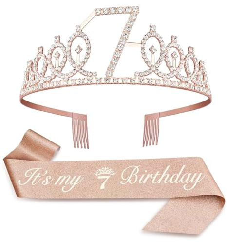 Couronne d'anniversaire pour fille - Anniversaire 7 ans - Couronne d'anniversaire de 7 ans - Couronne de princesse - Couronne d'anniversaire pour fille