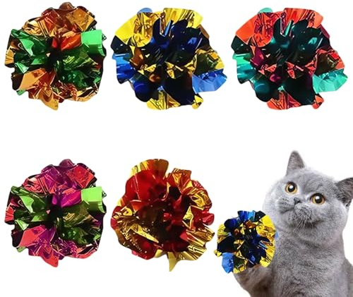 20 Pcs Cat Crinkle Toys,Cat Ball Toy,Balls Interactive CatsRolling Indoor foil Chase,Pet Chasing Creative,Fun Hunting Kitten,Kittens Toy Resistant,for Cats And Kittens to Maintain Healthy Vitality