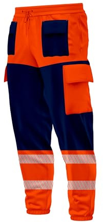 TORO ACTIVA Pantaloni Cargo da Uomo ad Alta Visibilità con Contrasto, Tasche Multiple, Nastro Riflettente, Coulisse, Elastico in Vita, Caviglia, Abbigliamento da Lavoro, Joggers, M