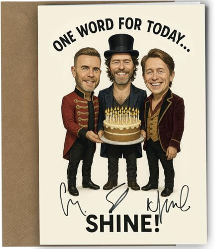 Take That Birthday Card – Funny “Never Forget to Celebrate” Greeting with Reproduction Printed Autographs | Retro Pop Band Music Collectible for Men and Women Circus tour No1976