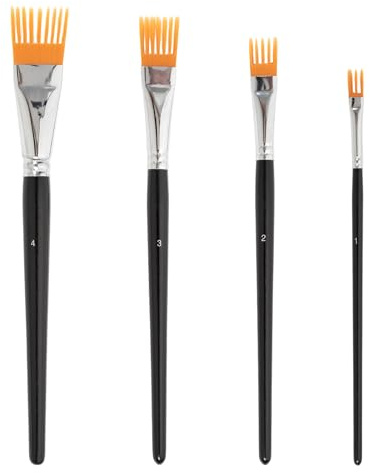 Comb Artist Brush Set,4PCS Grainer Brush Set,Professional Flat Comb Brushes for Acrylic Painting, Artist Paintbrushes Perfect for Beginners and Experienced Artists,Acrylic, Watercolor and Oil (4PCS)