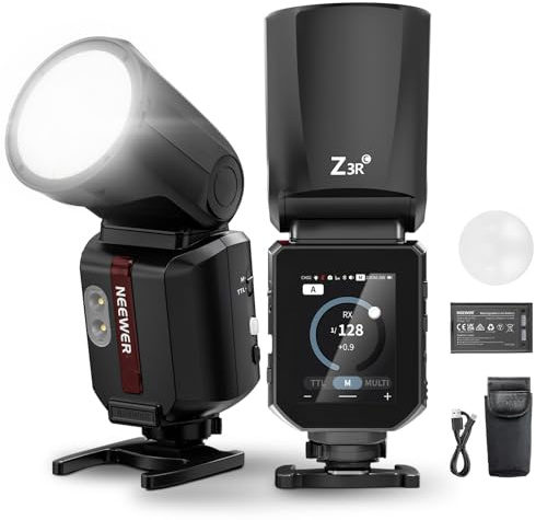 NEEWER Flash Testa Rotonda 100Ws 2.4G TTL Compatibile Con Canon, Compatibile Con Godox, Speedlite Con Touchscreen 1/8000s HSS, 2 Lampade Modello, Interruttore TTL/M, 500 Flash A Piena Potenza, Z3R-C