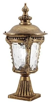Lanterna in Vetro Continentale, Impermeabile, per Esterni, da Giardino, Prato, Villa, Autostrada, E27, per Uso Domestico, Lampieuropeo, Portico, Patio, Lampia Colonna, Pavimento,De Stigma/Metallico
