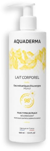 Aquaderma - Lait Corps Monoï 400ml - Hydratation Quotidienne - Parfum Exotique - Texture Légère et Non Grasse - Peau Douce et Satinée - Format Familial