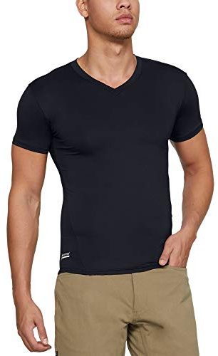 Under Armour Men's HeatGear Tactical V-Neck Compression Short-Sleeve T-Shirt, Black/Clear, XL