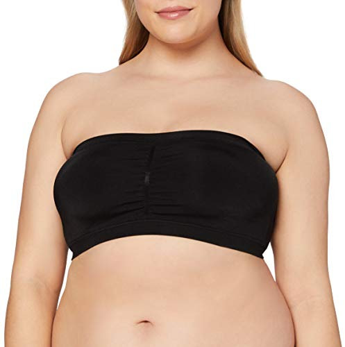 MAGIC BODYFASHION Women's Bandeau Bra Strapless Wire Free Seamless, Black, XL
