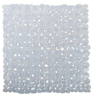 MSV - Tapis Fond de Douche PVC Galets - Antidérapant pour Sécurité - 53 x 53 cm - Transparent - Confort et Stabilité - Facile à Nettoyer