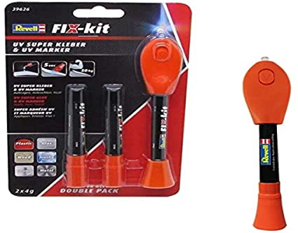 Revell Modellbau FIX-kit UV Superkleber + Nachfüllpack I Praktisches Set für Modellbau I Inklusive Nachfüllpack für langlebigen Einsatz I Starker, schneller Kleber