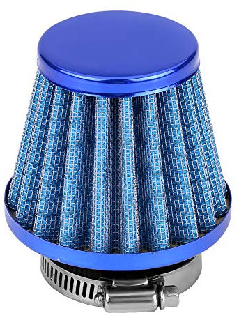 VOBOR Motorrad Luftfilter,38mm Roller Sportluftfilter,Universal Doppelschicht Stahl Filter Luftfilter für Motorrad Scooter ATV Moped Roller Quad Dirt (Farbe : Blau)