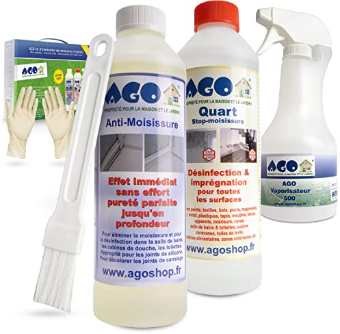 AGO - Set de 4 pièces anti-moisissure - Concentré de haute qualité pour éliminer les moisissures rapidement et durablement dans votre maison.AGO Anti-moisissure et Stop moisissure - un super duo!