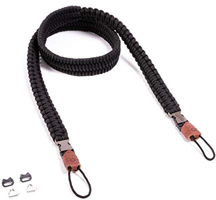 C-Rope Kameragurt THE TRAVELER handgeflochten aus Paracord, Schultergurt mit Schnellverschluss, 125cm, Schwarz