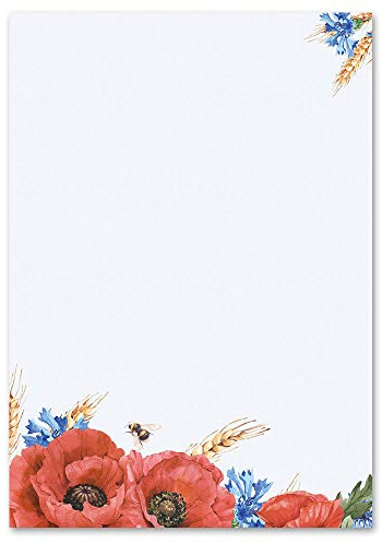 50 Sheets Motif Letter Paper! Flowers & Petals Field Flowers DIN A5 - Paper-Media