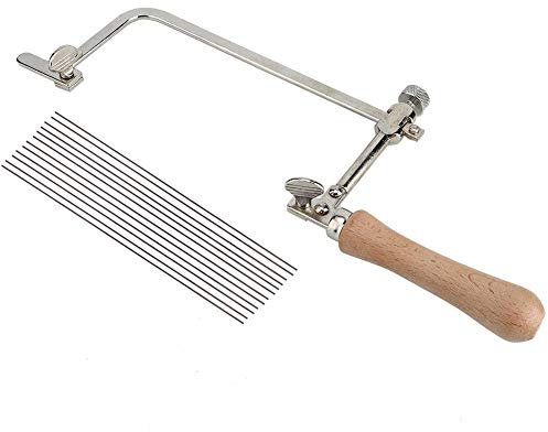 Scie a Chantourner Manuelle, Kit Fabrication Bijoux Scie Chantourner à Bijoux à Cadre Réglable Saw Jewelry Tool Making Cutting Wood Handle Equipment (Saw Bow+12 Saw Blade)