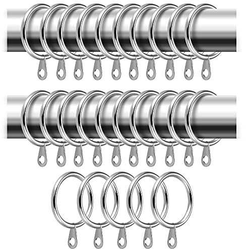24 Pack Metal Curtain Rings, 30mm Internal Diameter, Eyelets For Poles And Rods, Drapery And Shower Hanging, Silver