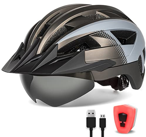 FUNWICT Casque de vélo pour VTT Adulte avec visière et Lunettes Amovibles Taille 57-62 cm