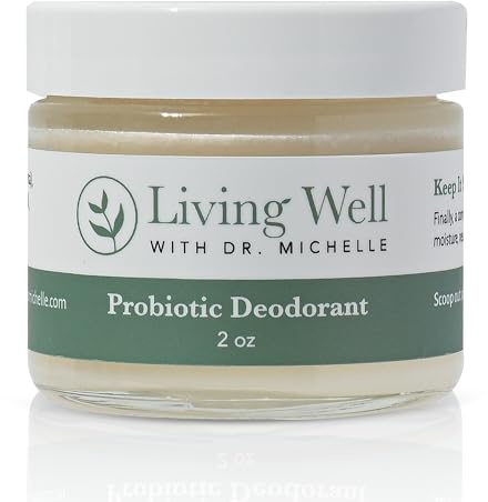 Living Well with Dr. Michelle Probiotic Whole Body Deodorant Cream | Unscented, Aluminum-Free & Paraben-Free | Natural Deodorant for Sensitive Skin, Underarms & Beyond