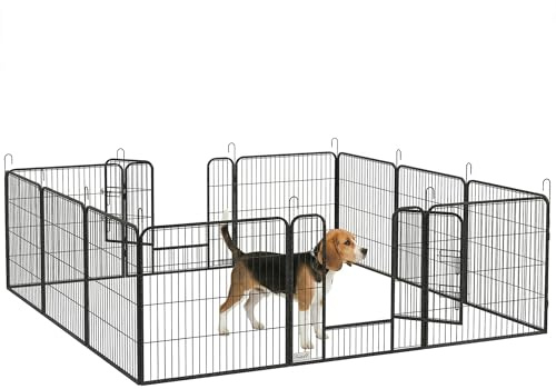 PawHut Parc pour Chien, enclos Chien 12 Panneaux modulable et Pliable, enclos Portable en Acier 80H cm avec Porte, clôture pour Chat, Chiens de Petit Taille, intérieur et extérieur, Gris