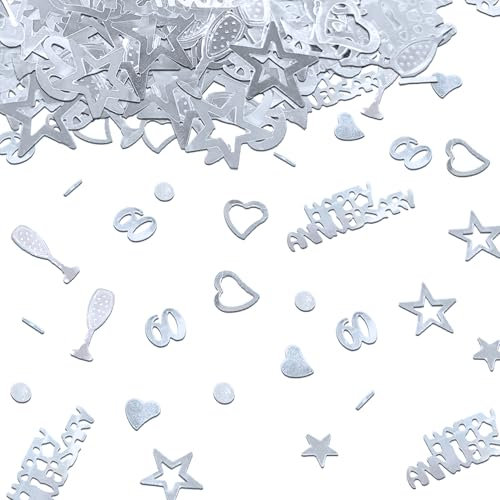60th Anniversary Decorations, 30g Wedding Confetti with Love Heart Shaped Diamond Designs Confetti for 60th Wedding Anniversary Party Y8YSZNZX-60