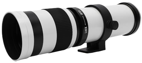 Jectse Manuell Fokuslins, Zoom Från 420 Mm Till 800 Mm, Teleobjektiv med F8.3 -öppning För SLR -kamera, Måne, Fåglar, Djurliv, Landskap (WHITE)