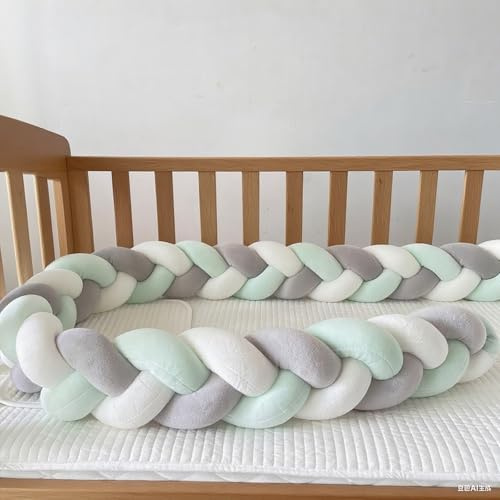 AZMAHT Protettivo in Peluche Letto a Treccia Cuscino Paracolpi per Lettino Coccoloso Soffice Intrecciato Serpente Intrecciato Barriera di Sicurezza Anticaduta,R4,300CM