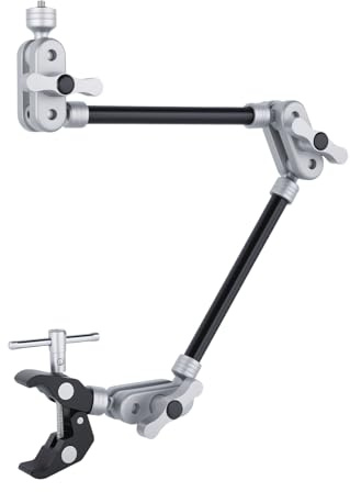 UTEBIT 22 Magic Arm w Clamp Mount, Desk Camera Mount Articulating Friction Boom w Arm 1/4 Thread Adapter, Overhead Desk Phone Mount for Video Light Webcam Microphone Action Camera Content Creators