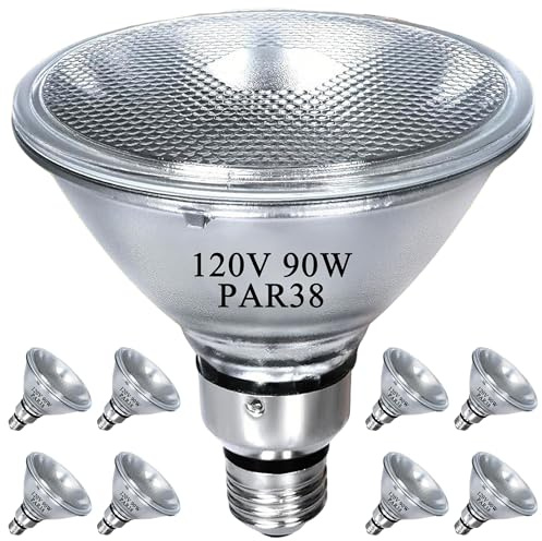 MISDOOD Par38 Halogen Flood Light Bulb 120V 90W, Dimmable PAR38 90W Light Bulbs, E26 Medium Base, Warm White, High Output Reflector Flood Lights for Indoor, 8 Pcs