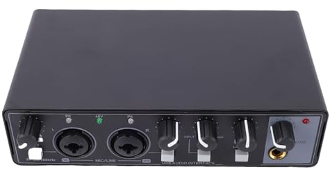 Diyeeni Interfaz de USB, Tarjeta de Sonido USB C de 24 Bits y 192 KHz con Preamplificador Transparente para Grabar Música y Transmitir Podcasts (BLACK)