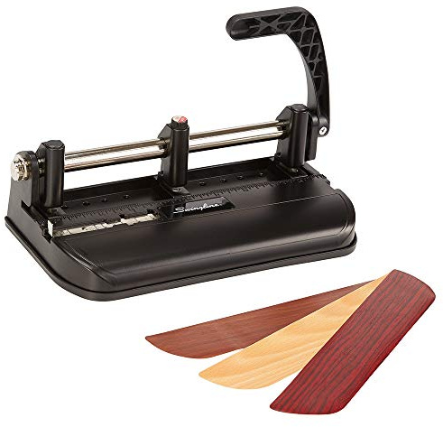 Swingline 3-Lochstanzer, strapazierfähig, 32 Blatt, 3 Löcher, 3 Ringe, verstellbar, 2–7 Löcher, Schwarz und Silber (74350)