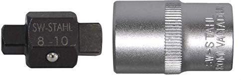 SW-Stahl 03000SB Öldienst-Steckschlüssel, 1/2, 8 mm, 10 mm I Umsteckbar | 4-Kant | Chrom-Vanadium | Spezialwerkzeug für Ölwechsel