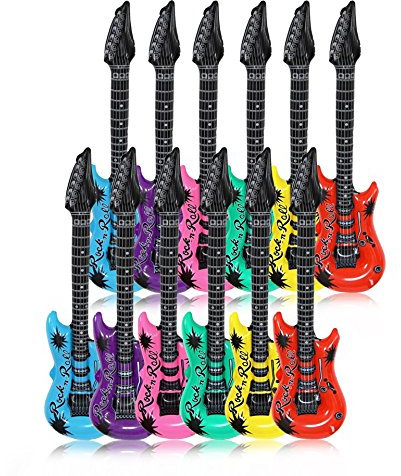 Schramm® 12 Pezzi Aria Chitarre di Aria colorato 100cm in 6 Colori Air Guitar Air Guitar Gonfiabile