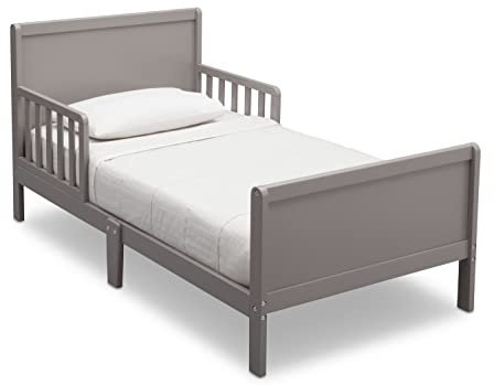 Delta Children Fancy Wood Toddler Bed - Greenguard Gold Certified, Grey