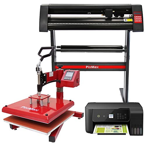 PixMax Schwingpresse Hitzepresse Heisspresse Transferpresse T-Shirtpresse Textildruck Sublimations-Drucker & Schneideplotter Folienplotter Plotter mit Schneidemesser Sublimationsdruck Transferdruck