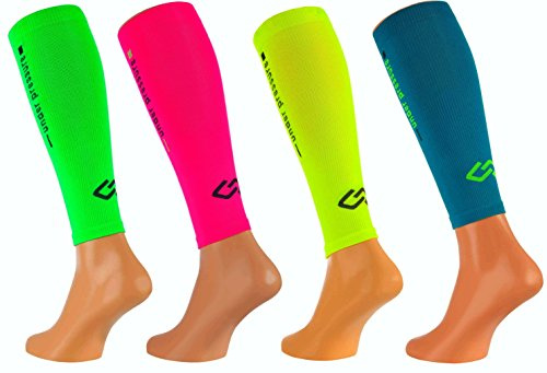 SPORT KOMPRESSIONS-TUBES under tryck mellan till stark kompression, High Performance löprör (neonrosa, M (vadomkrets: 30–38 cm))