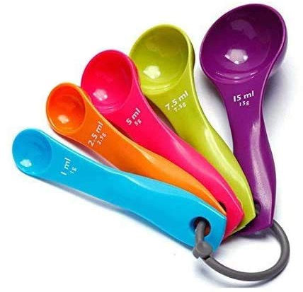 Lot de 5 cuillères à mesurer pour cuisine artisanale et sucre/sel/café