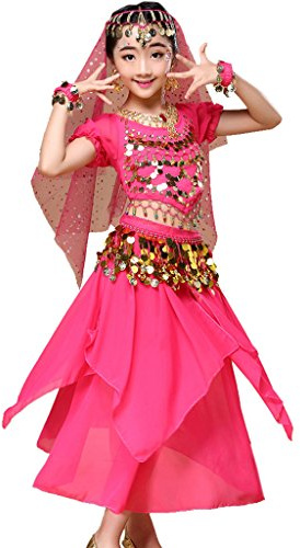 Astage Magdansdräkt för flickor till halloween, outfit, indisk, orientalisk, karneval, komplett set