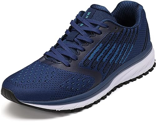 WHITIN Herren Sneakers Damen Turnschuhe Laufschuhe Joggingschuhe Männer Walkingschuhe rutschfest Schnür Sportschuhe Fitness Schuhe Blau Größe 40