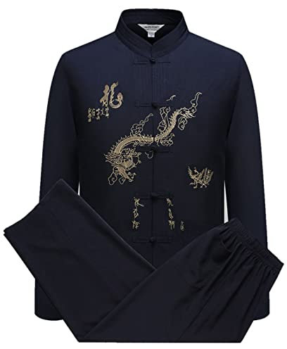 keepmore Chinesisch Kleidung Tang Anzug - Traditionell China Ancient Kostüm Kampfkunst Tangzhuang Kung Fu Lange Ärmel/Kurzarm Jacke Anzug Hemd Outfit Uniform für Herren