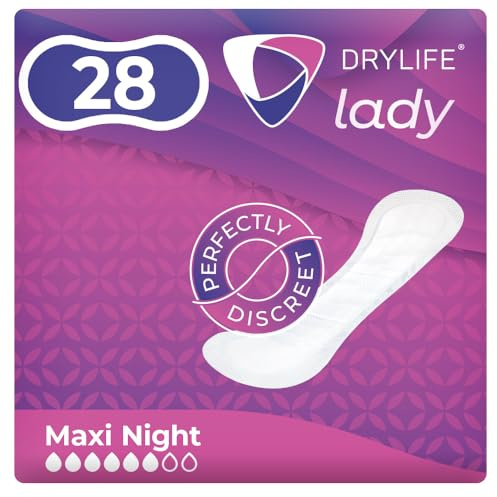 Drylife Lady Premium Maxi Night | Incontinence Pads | Anti-Leak | for Women | Maximum Night Protection | Ultra Dry Technology | Anti-Leak Barriers | Active Odour Lock | Slim And Comfortable