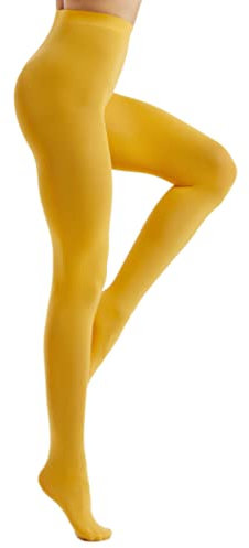 Frola Nur die Damen Strumpfhose 80 Den Blickdicht Microfaser Weich Damenstrumpfhose Lemon Yellow,L-XL