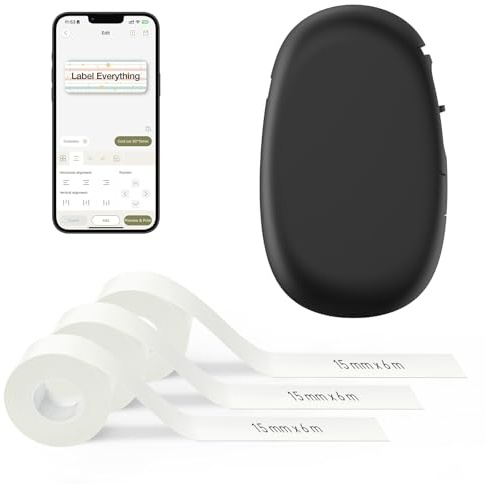 SUPVAN E10 Bluetooth Label Maker Machine with 3 Tapes, Black