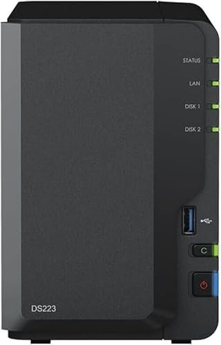 Synology DS223 - Discstation NAS a 2 bay (Realtek RTD1619B quad-core 2 GB Ram 1 porta LAN RJ-45 1 GbE) 8 TB bundle con 2 dischi rigidi Synology Plus serie da 4 TB