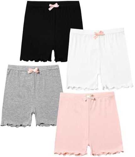 Chicduo 4 Pack Girls Bike Shorts Toddler Girls Cartwheel Breathable Comfy Under Dress Dance Shorts Kids Summer Multicolor