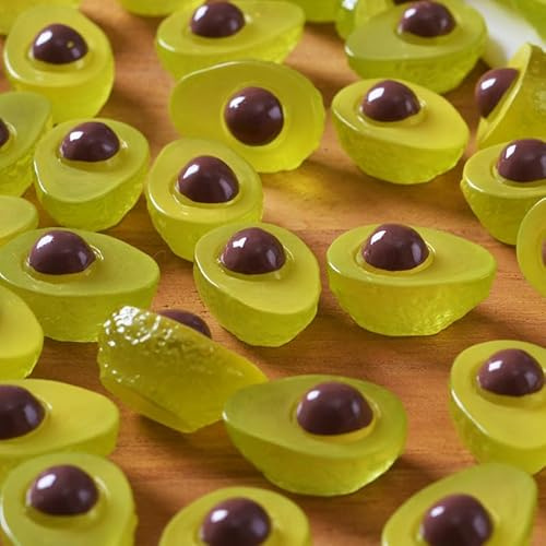wybcfp 40 Pcs Mini Resin Avocado Small Luminous Avocado Miniature Fruit Figurine Fake Realistic Avocado Figurine for DIY Hair Clips Headband Supplies