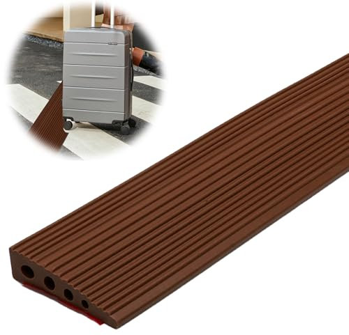 Rampa per soglia, 100 x 8 x 2 cm, in PVC, superficie antiscivolo, rampa per sedia a rotelle, passeggini, deambulatori o scooter (marrone, 2)