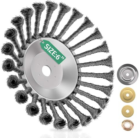 TGNISI Brosse de désherbage pour débroussailleuse - Alésage de 25,4 mm - Brosse en acier - Brosse à herbes sauvages - Tête de rechange pour tondeuse à gazon - Élimination efficace des mauvaises herbes