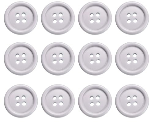 sourcing map 12pcs Sewing Button 20mm (0.79) 4 Holes Resin Round Craft Replacement Buttons for Clothing DIY Crafts Decoration, White Grey