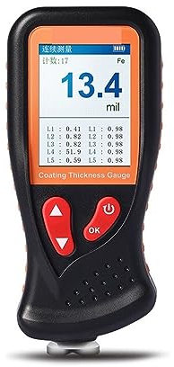 Medidor Espesor Pintura, Medidor de espesor de recubrimiento for automóvil 0.1 micras / 0-1300 Probador de espesor de película de pintura de automóvil que mide Fe/NFe