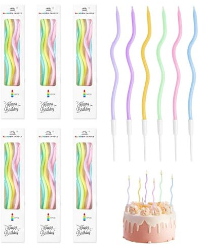 36 Candele Torta di Compleanno, Candele a Spirale di Compleanno Metalliche Torte, Candele Lunghe Candeline per Decorazioni Torta Compleanno Anniversario Matrimonio(Multicolore)