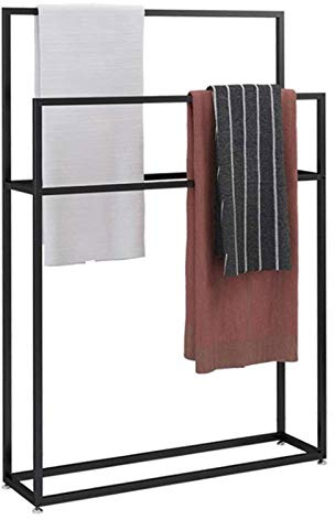 ZWCZDFQ Pastilla de Toalla Independiente, Soporte de baño de Toalla de Metal de 3 Niveles, Estante de Secado Airer y Toalla de Secado de Toallas, BlackBlack-75x20x110cm